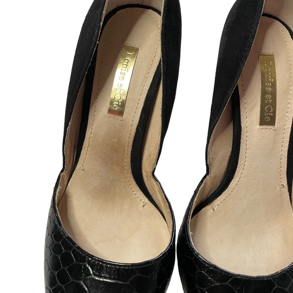 Louise et Cie black leather croc effect heels pointed toe suede size 5.5 - Picture 13 of 14
